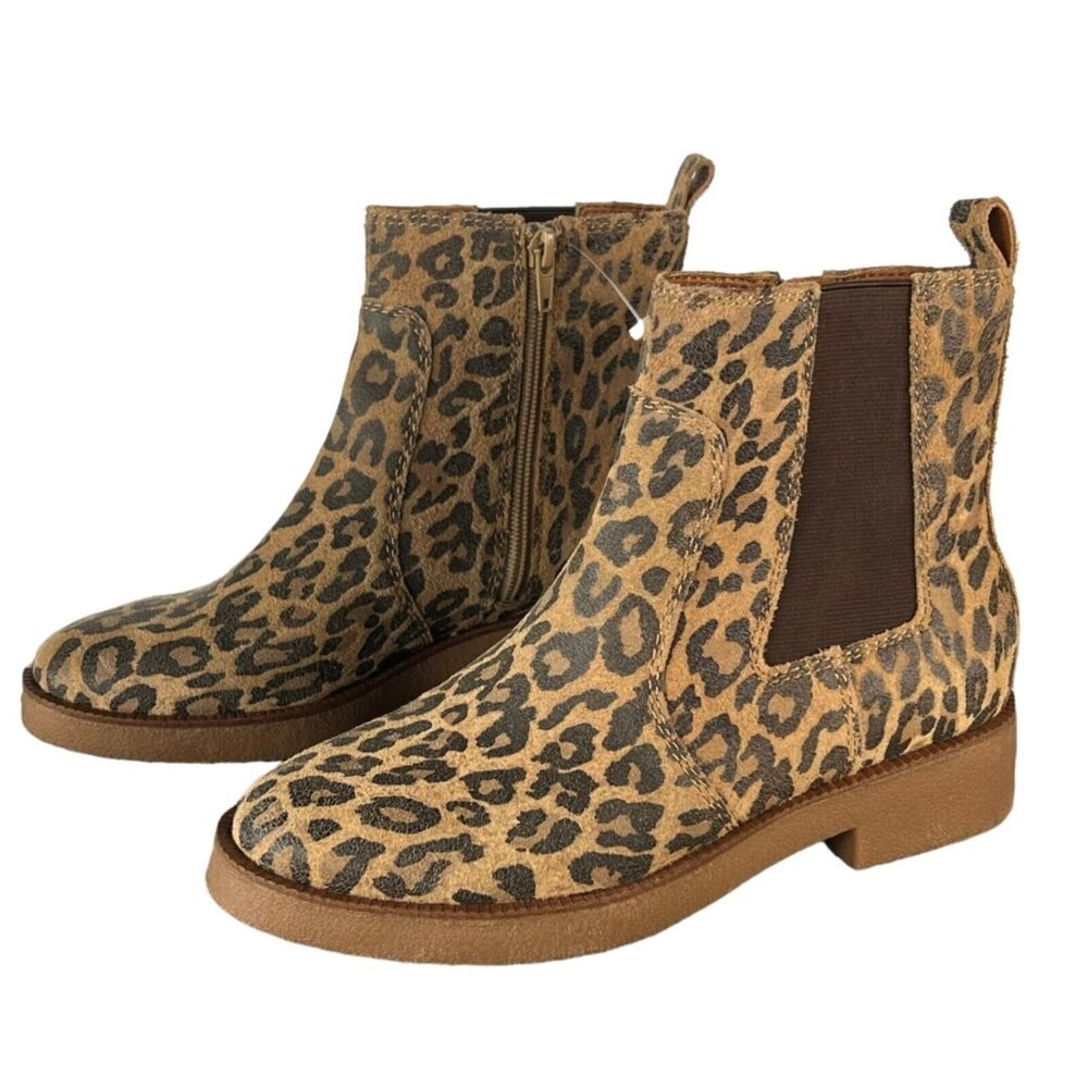 Lucky Brand Ressy Ankle Booties Womens 6M Tan Black Leather Animal Print Boots - Picture 3 of 16